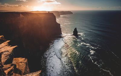 Scenic view of sea during sunset