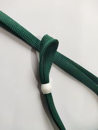 High angle view of ropes on table