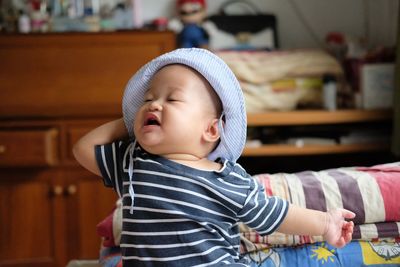 Cute baby girl at home