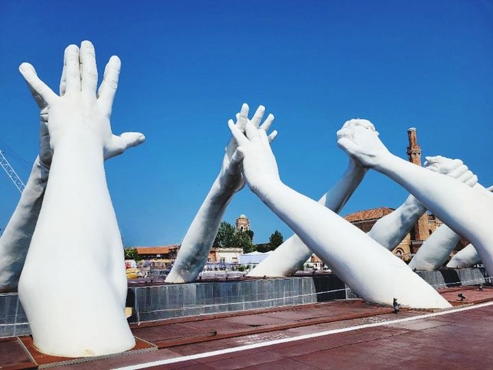 Sostienimi, sempre. Hand Mani Sostienimi Salonenauticovenezia Sky Lightbluesky Cold Temperature Blue Water Sky