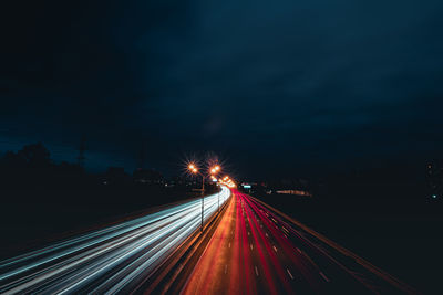 Light trails on highway at night