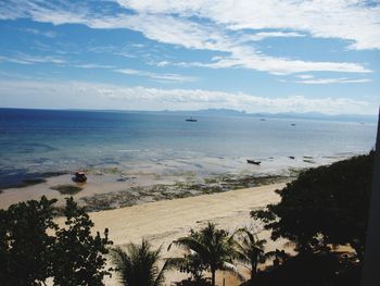 High angle view of sea against sky