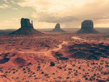 Scenic view of landscape against cloudy sky