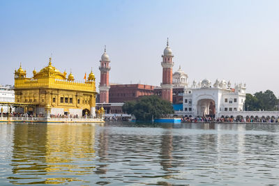 Beautiful view of golden temple - harmandir sahib in amritsar, punjab, india, famous indian sikh