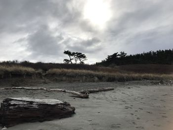 Scenic view of land against sky