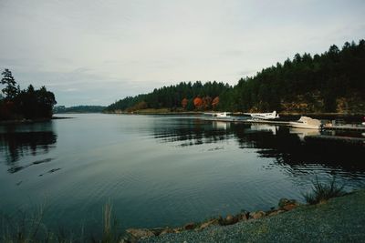 Scenic view of lake against sky