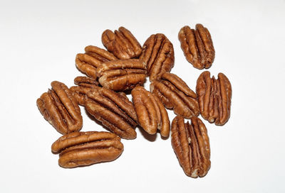 Close-up of cake against white background