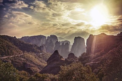 Panoramic view of landscape against sky during sunset