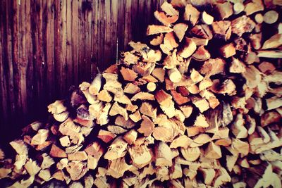 Full frame shot of wooden logs