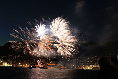 Firework display at night