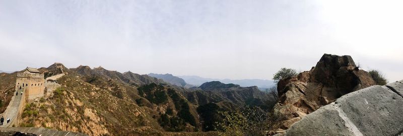 Panoramic view of rocky mountains against sky