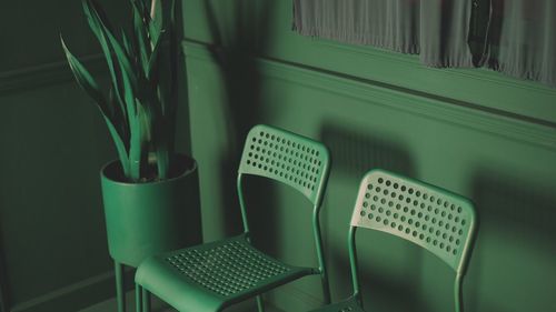 Empty chairs and table at home