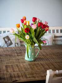 Close-up of flower vase on table