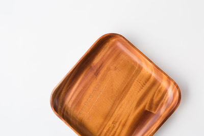 High angle view of wood against white background