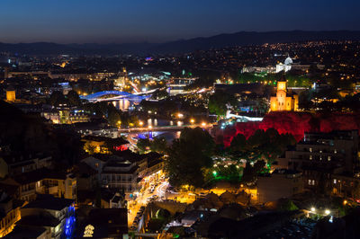 Night time panorama of tblisi, georgia