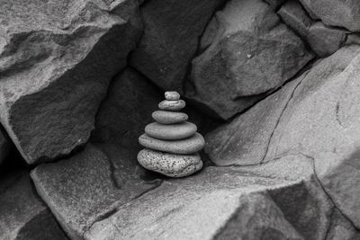 Close-up of pebble stack