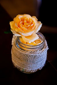 Close-up of yellow flowers in basket