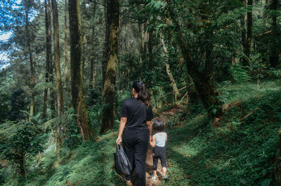 Walk in the forest camping