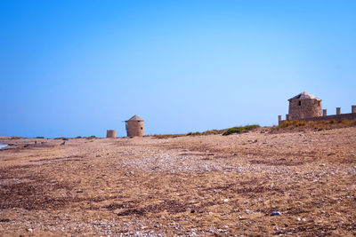 Low angle view of fort against clear sky