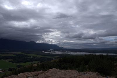 Scenic view of landscape against cloudy sky