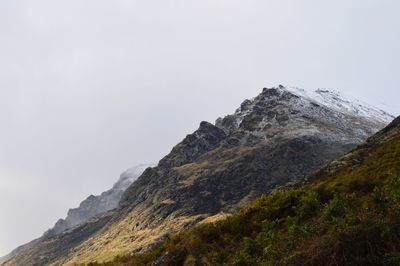 Low angle view of mountain against clear sky