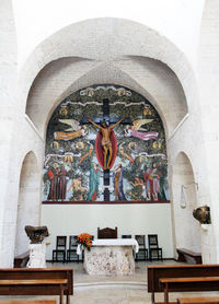 Interior of temple against building