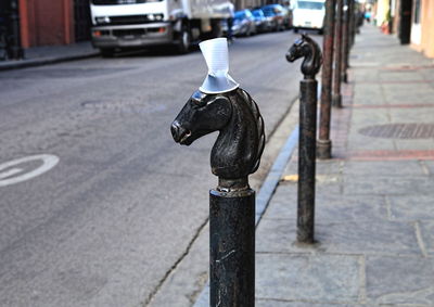 Fire hydrants on street