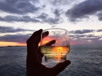 Scenic view of sea at sunset