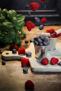 Close-up of strawberries on table