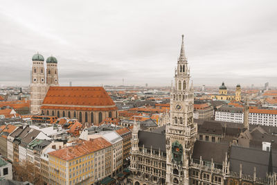 High angle view of buildings in city