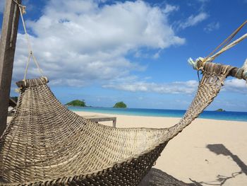 Panoramic view of beach against cloudy sky
