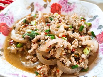 High angle view of meal served in plate