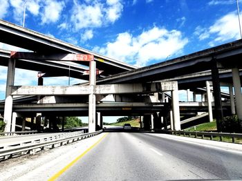 Bridge over road against sky