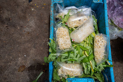 High angle view of food for sale at market