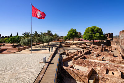 Archaeological excavations inside the courtyard of silves castle, algarve region, portugal