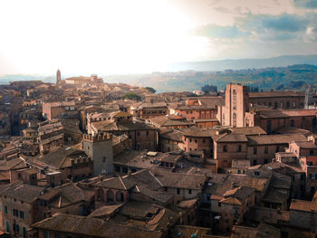 High angle view of townscape against sky