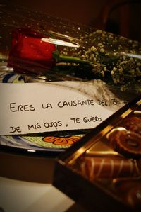 Close-up of text on wood