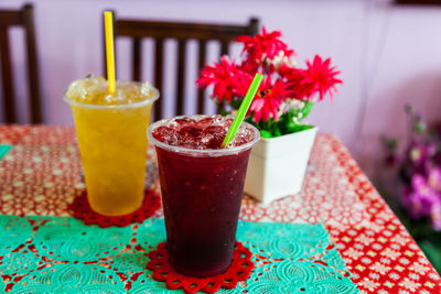 Close-up of drink on table