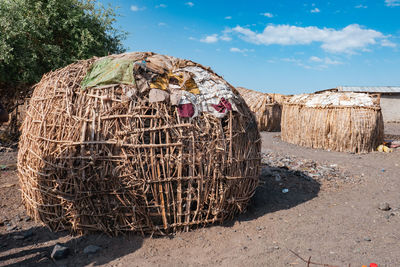 A traditional house at el molo village at the shores of lake turkana in loiyangalani district, kenya