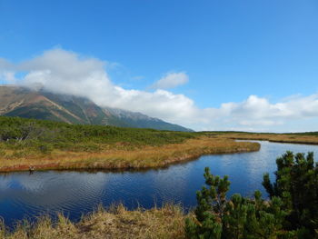 Scenic view of lake against sky