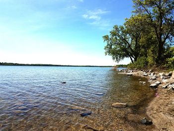 Scenic view of lake against sky