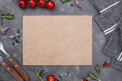 High angle view of christmas decorations on table