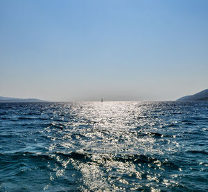 Scenic view of sea against clear sky