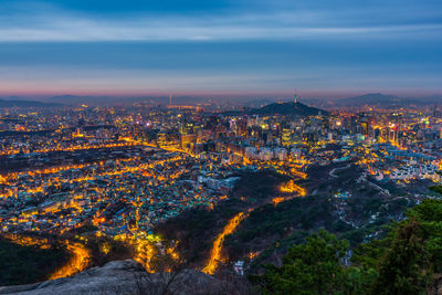 High angle view of seoul cityscape 