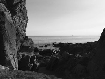 Scenic view of sea against clear sky