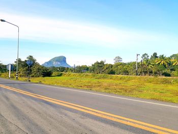 Road by plants against sky