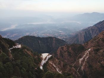 High angle view of mountain range