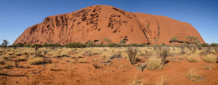 View of desert against clear sky