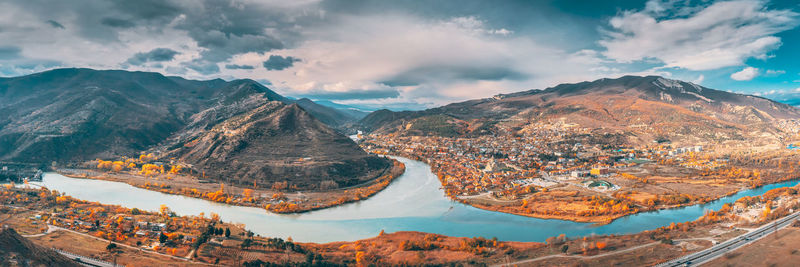 Scenic view of mountains against sky