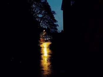 Reflection of illuminated buildings in water